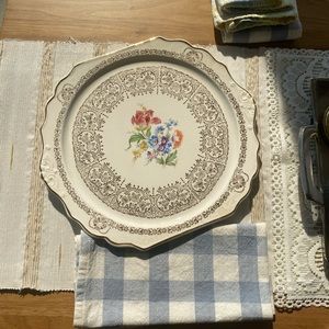 Beautiful Vintage Floral Serving Tray Large Dish Big Plate